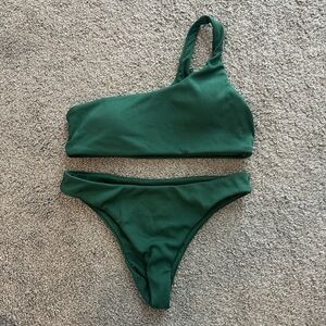 One-Shoulder Green Bikini Set